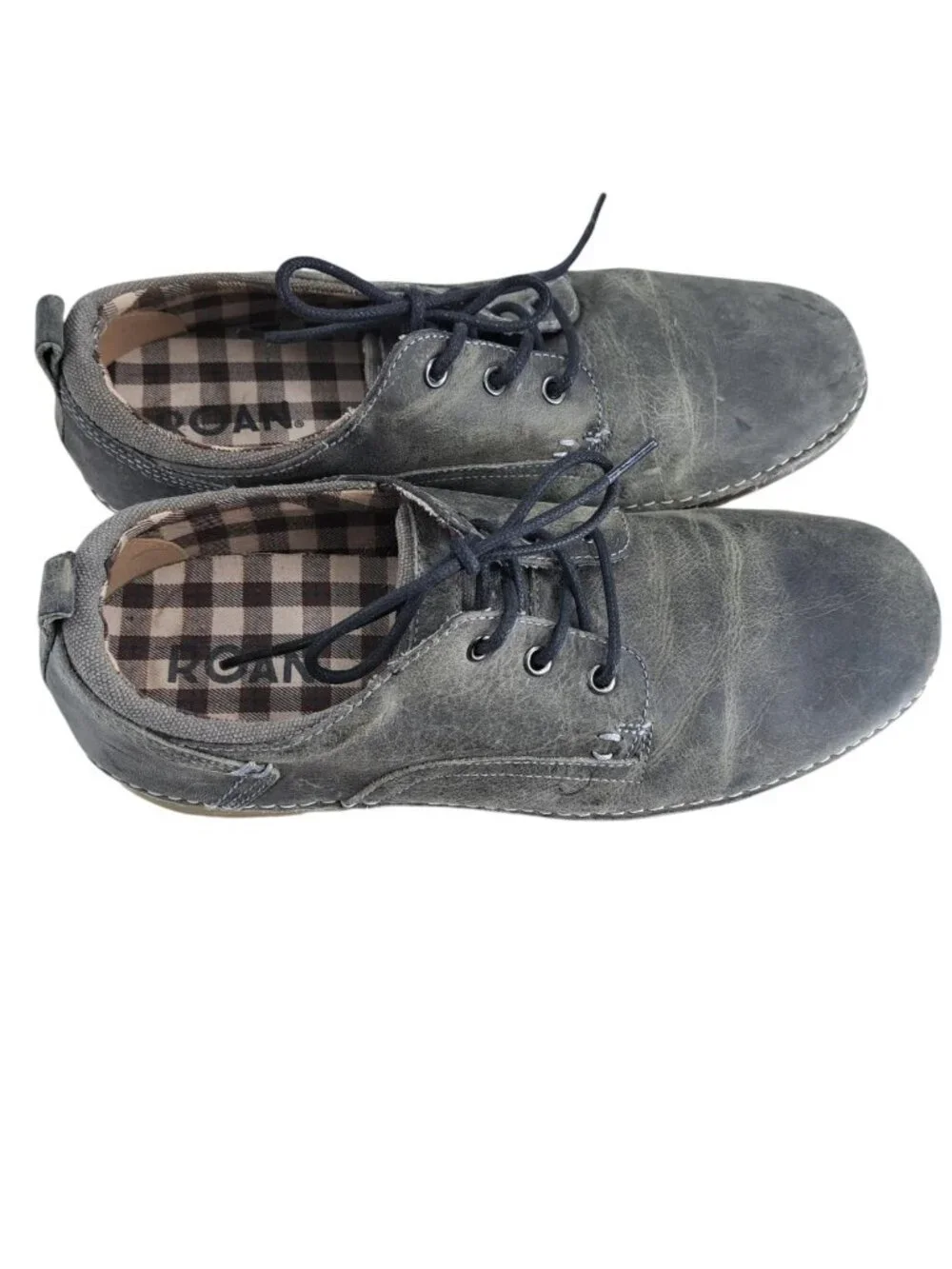 Roan by Bed Stu Arlo Gray Lace Up Leather Oxfords Shoes Size 10.5 Distressed
